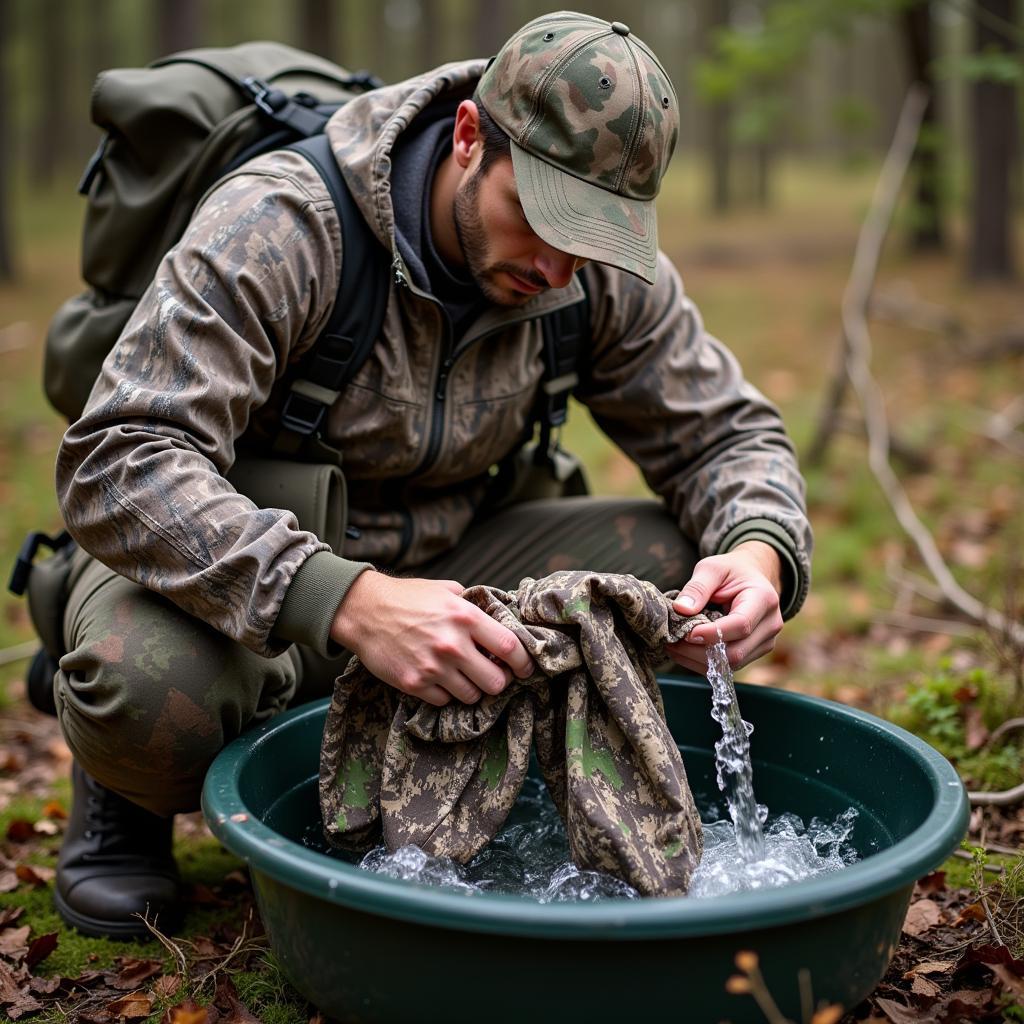 Hunter Washing Hunting Clothes