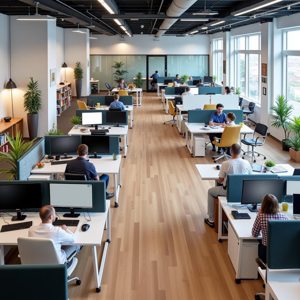 Modern Office with Desk Booking System in Place