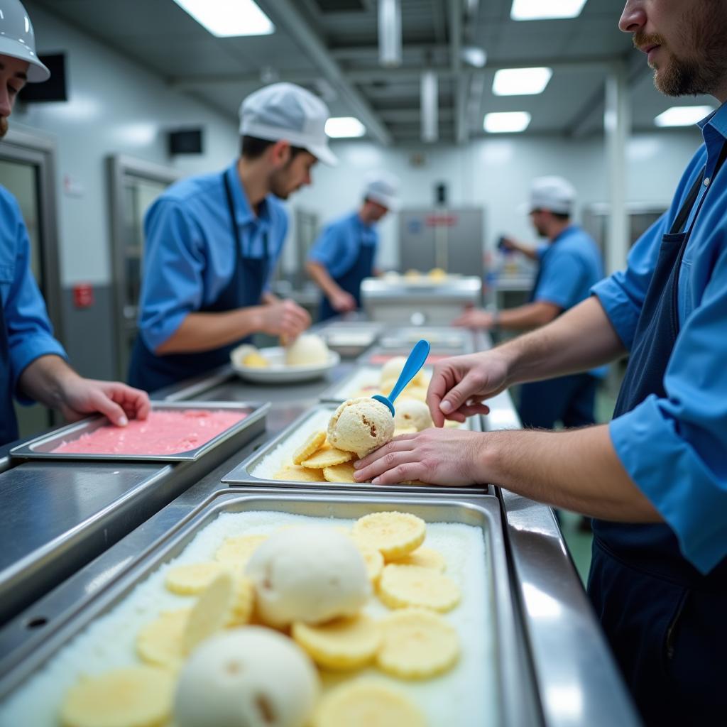 Ice Cream Production Line in a Factory