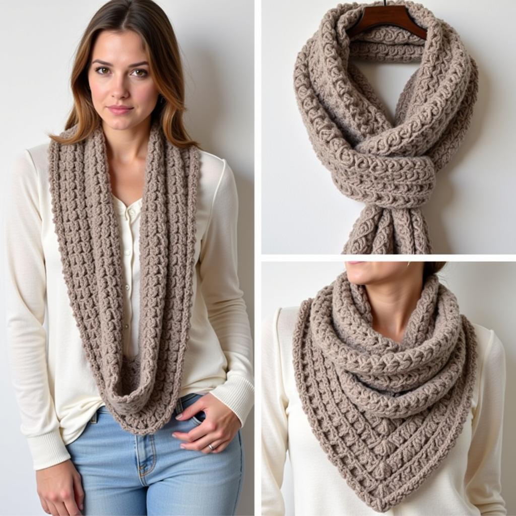 Stylish Crochet Scarf in Neutral Tones Made with I Love This Yarn