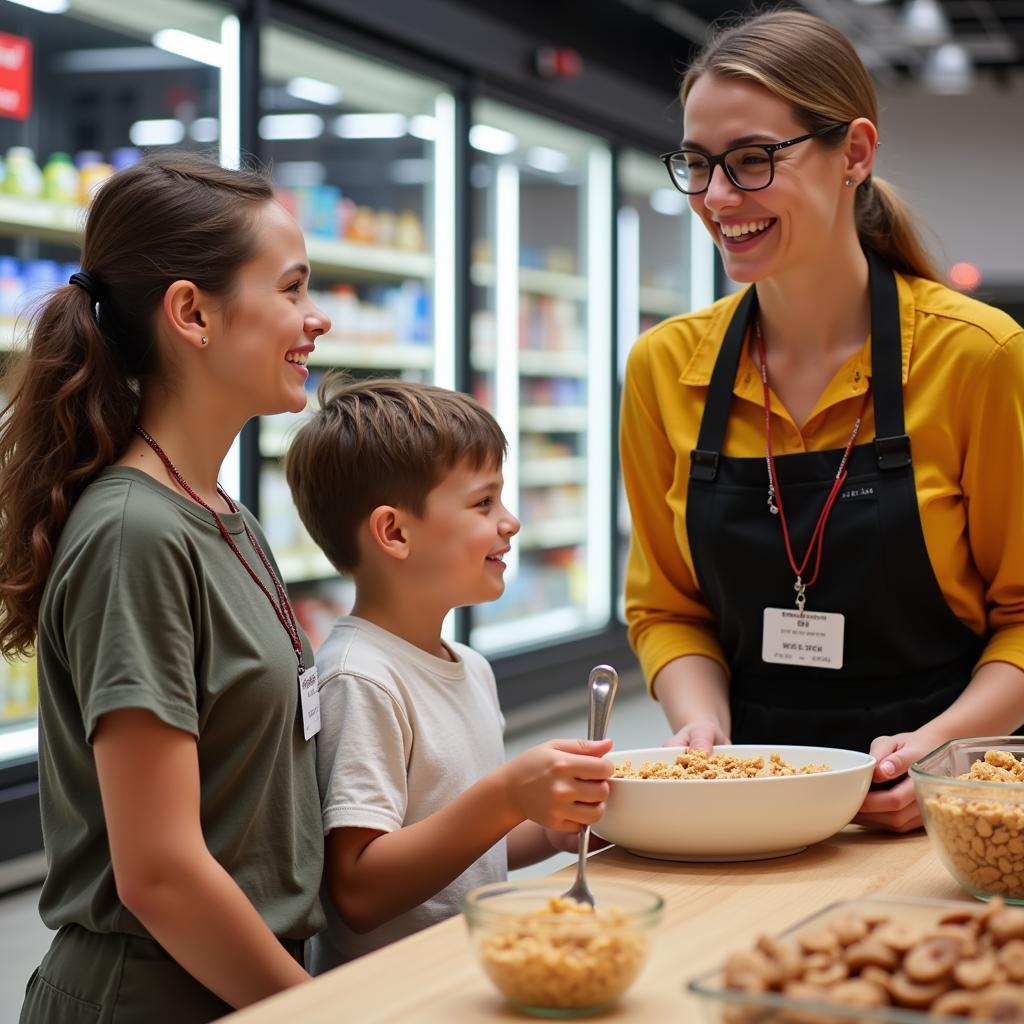 Enjoying In-Store Cereal Samples