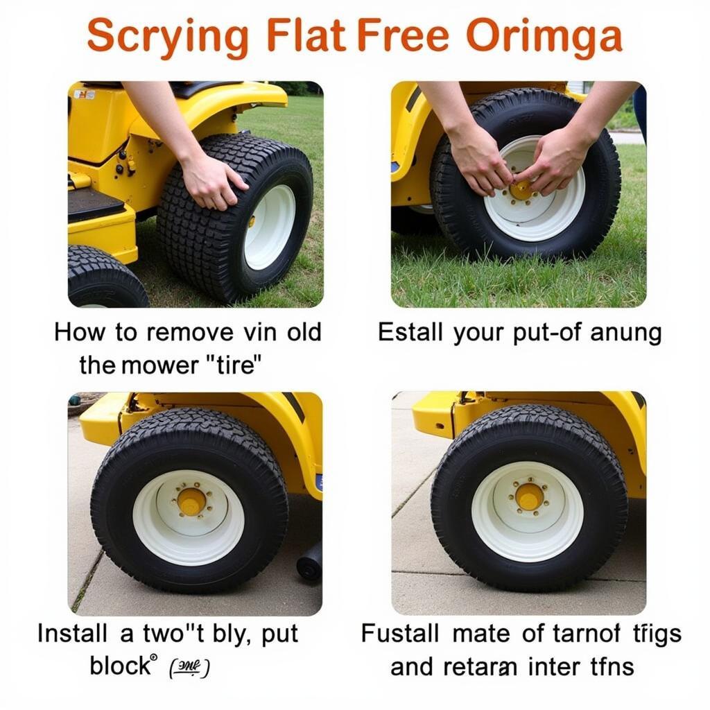 A step-by-step guide on replacing a lawnmower tire with a flat-free alternative