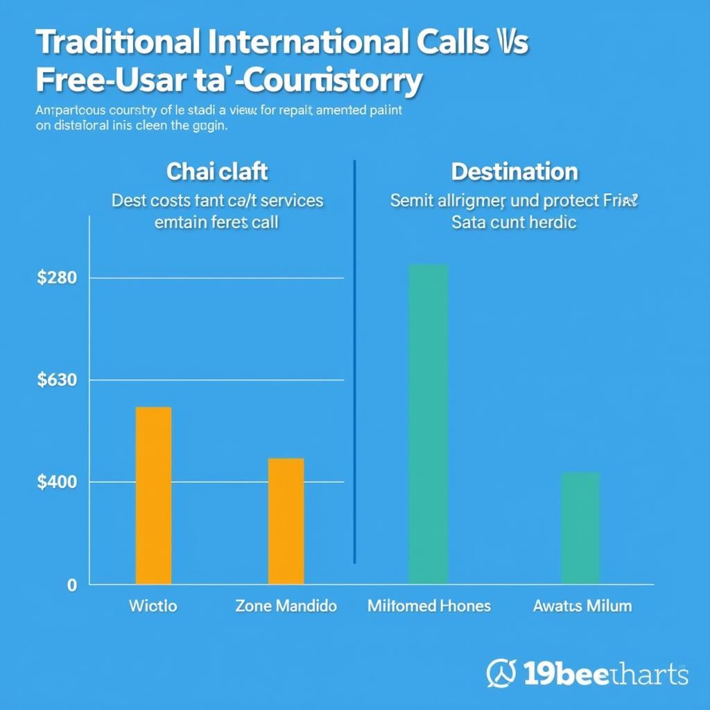 Graph comparing the cost of traditional international calling vs. free call services