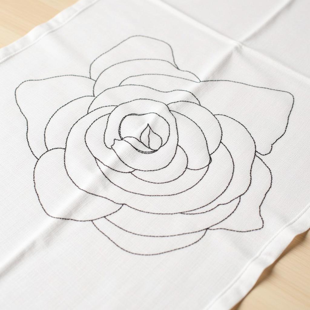 Intricate Rose Applique Template with Detailed Stitching