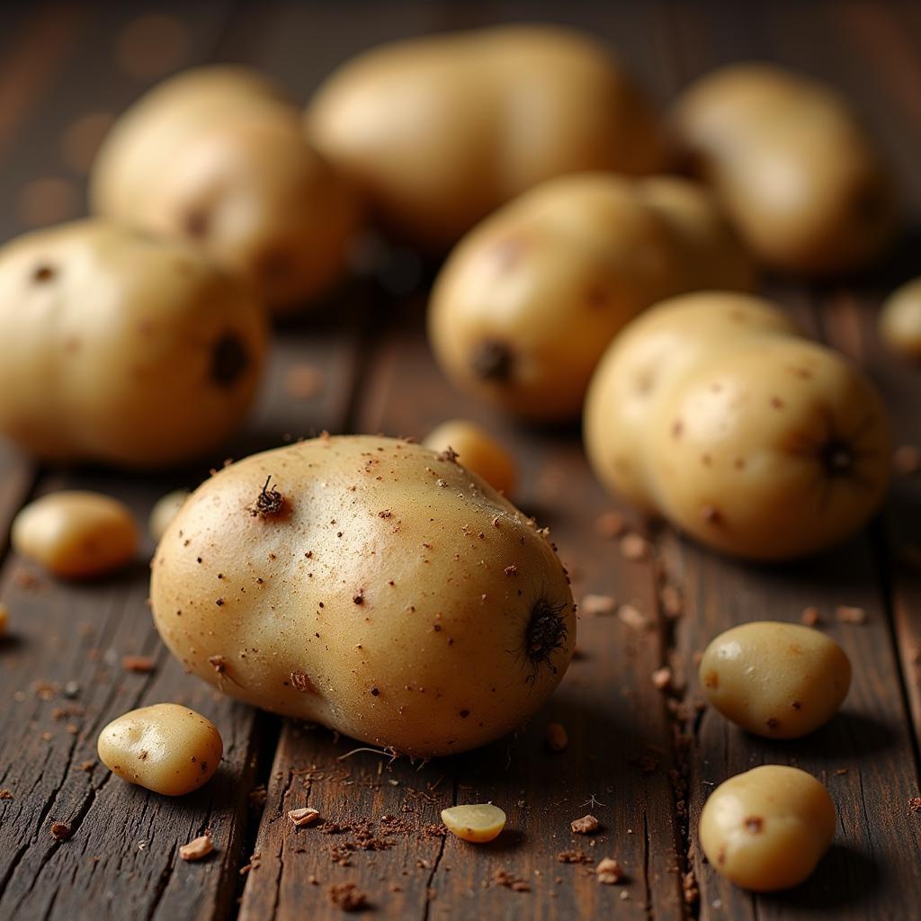 Fresh Irish Potatoes on a Rustic Table