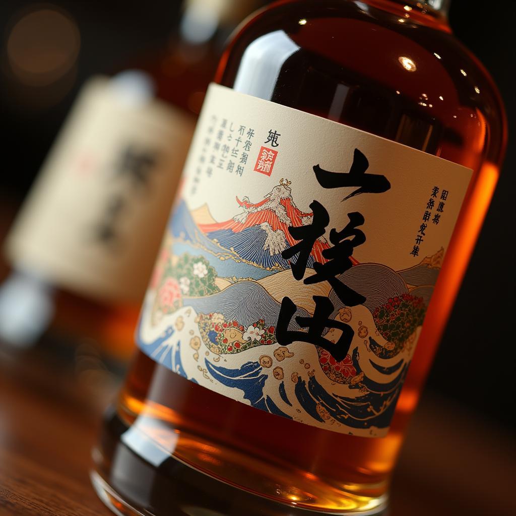 Intricately Designed Japanese Whisky Bottle Label