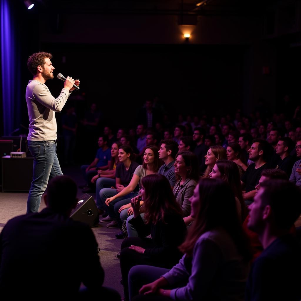 Jared Freid performing stand-up comedy in Denver