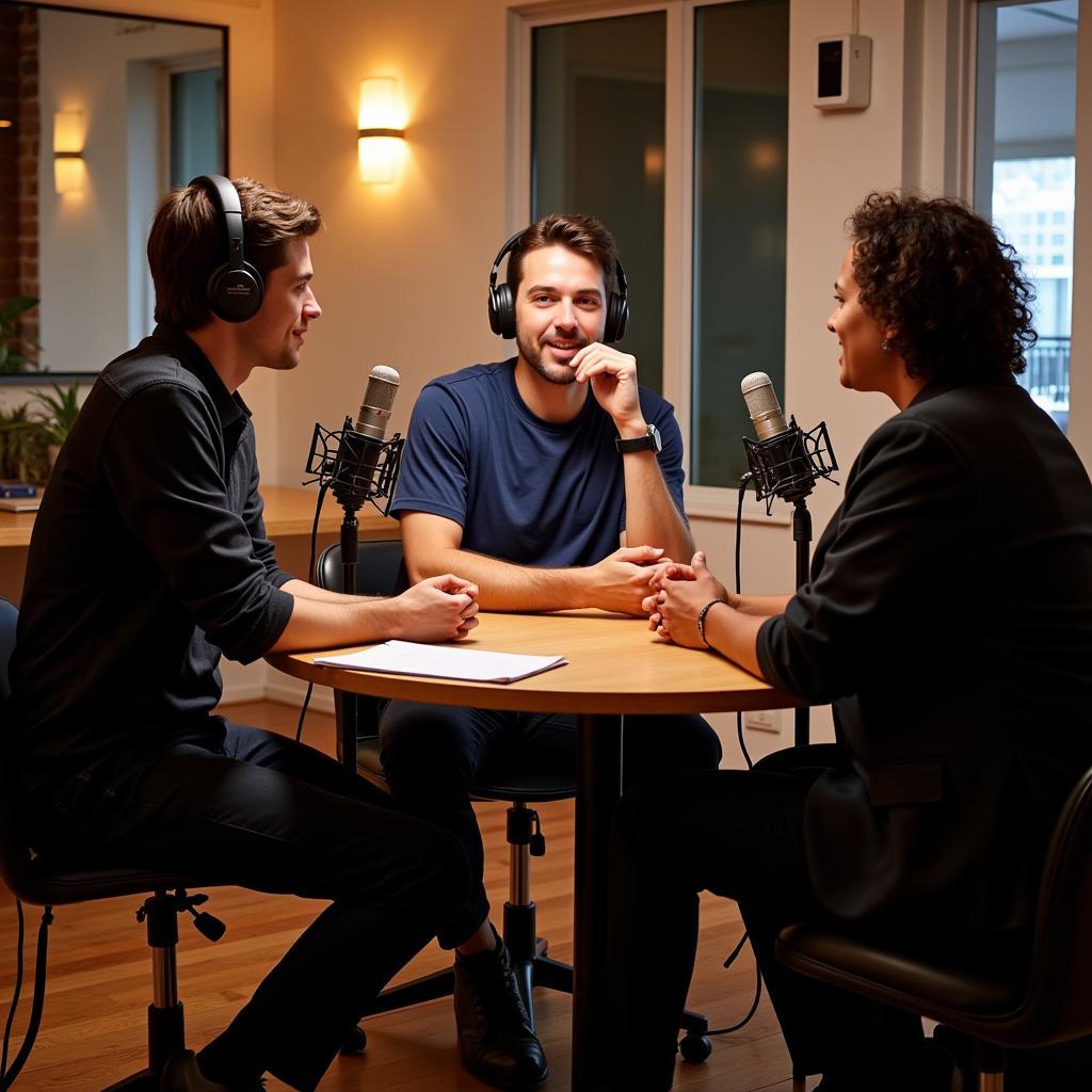 Jared Freid recording his podcast in Denver