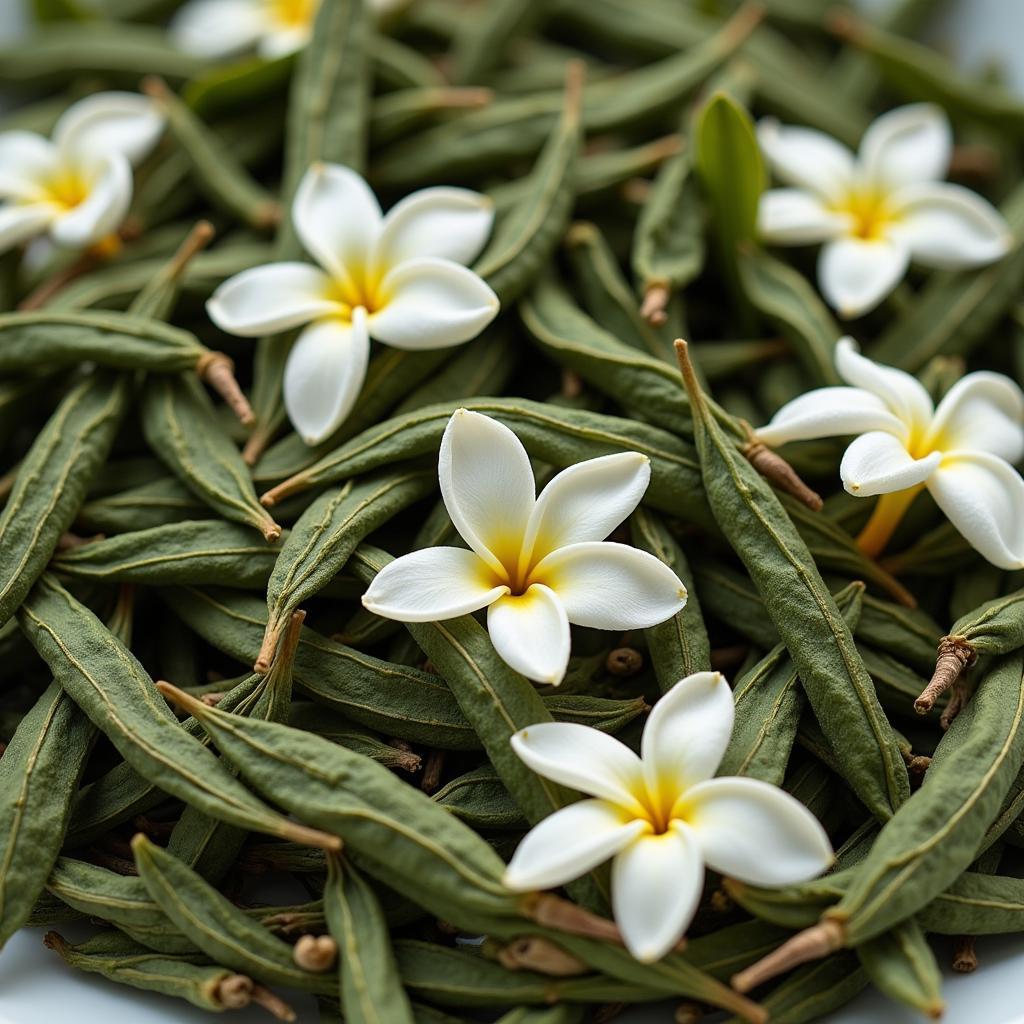 Close-up of Dried Jasmine Tea Leaves