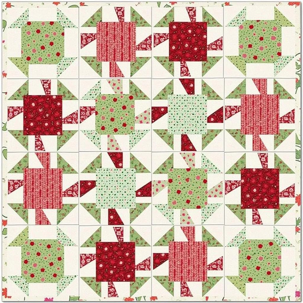 Free Jelly Roll Christmas Quilt Pattern in Red, Green, and White