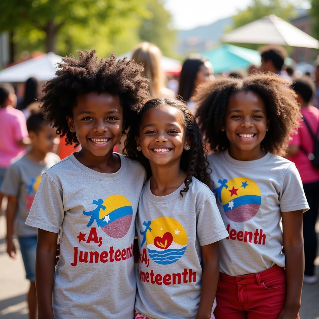 Family celebrating Juneteenth at a community event