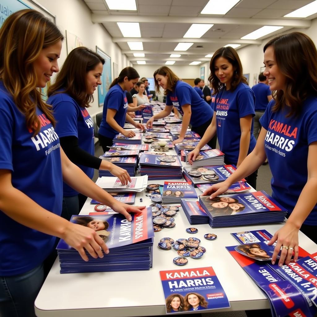 Volunteers at a Kamala Harris campaign office