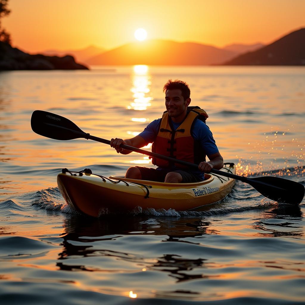 Kayaker Paddling Feel Free Moken Kayak