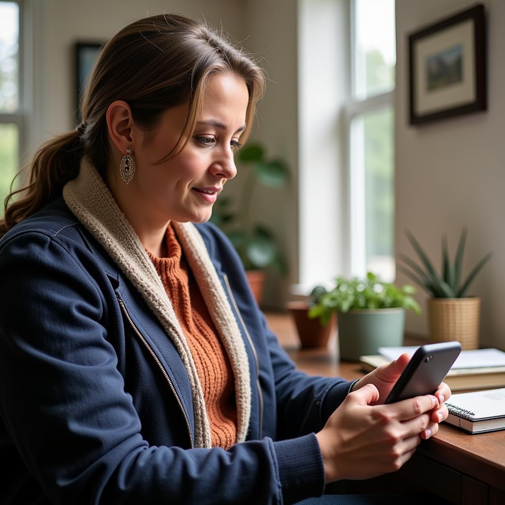 A Kentucky resident using a free government phone to access essential online services