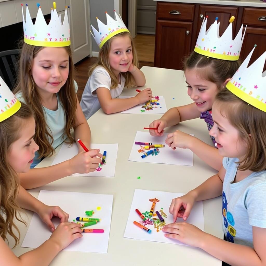 Children Decorating Birthday Crowns