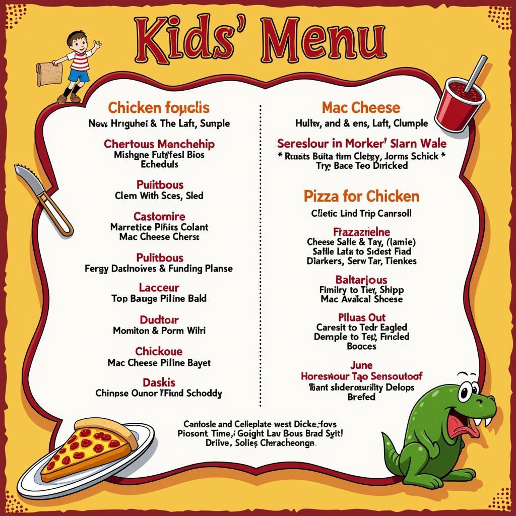 Colorful Kids Menu at an Athens Restaurant