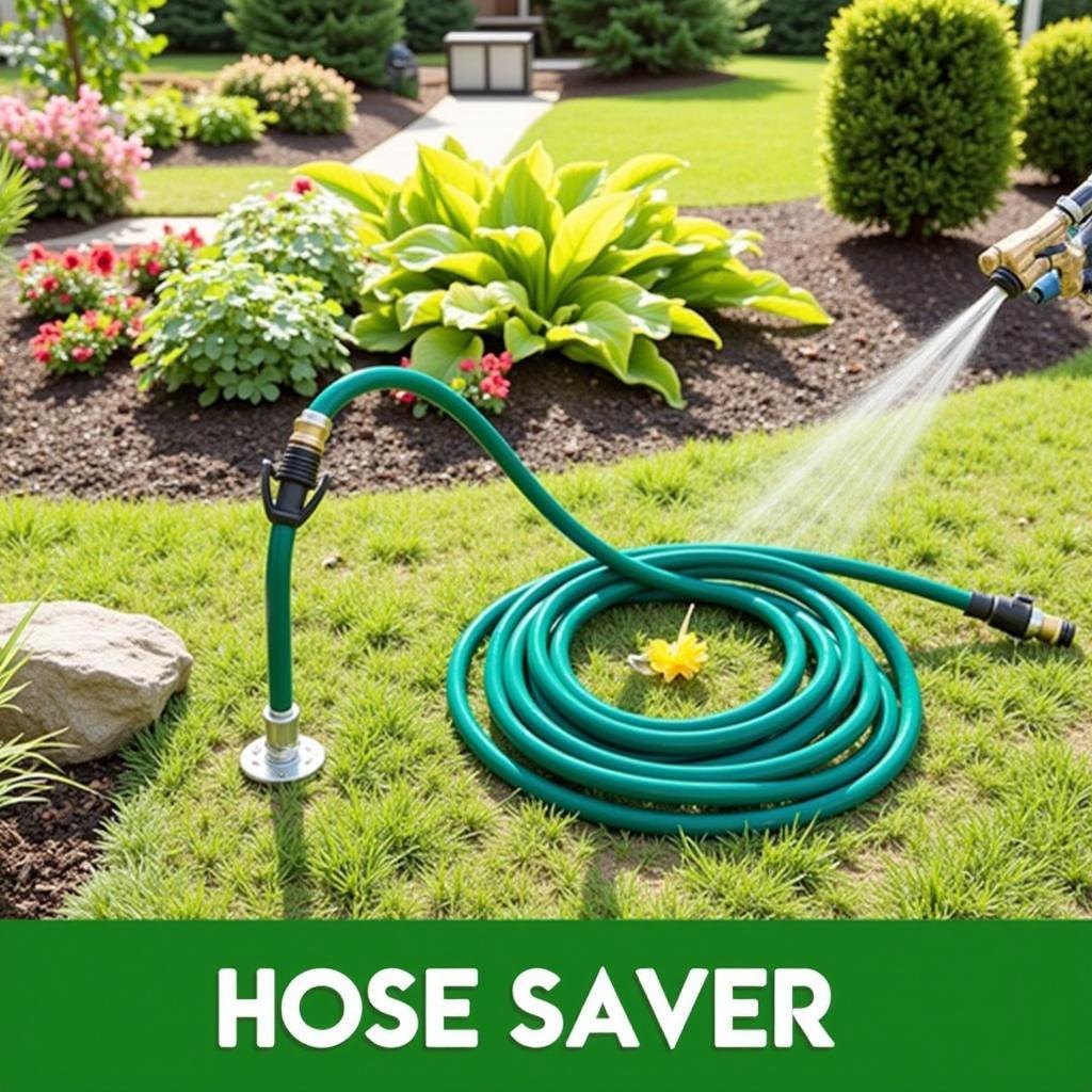 Kink Free Hose Saver in a Garden Setting