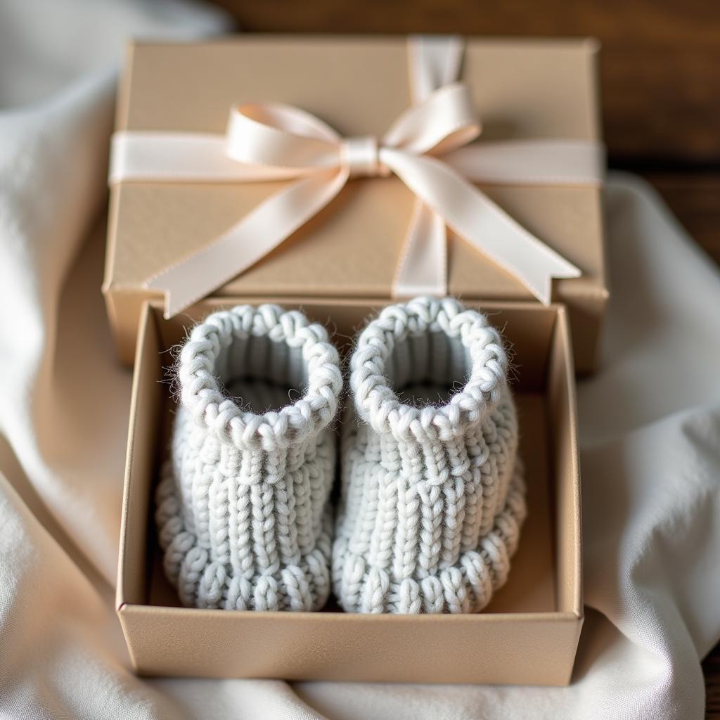 Knitted Baby Booties in Gift Box