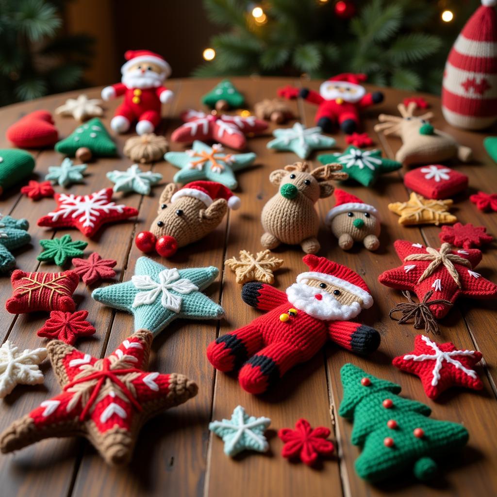 Collection of Knitted Christmas Ornaments