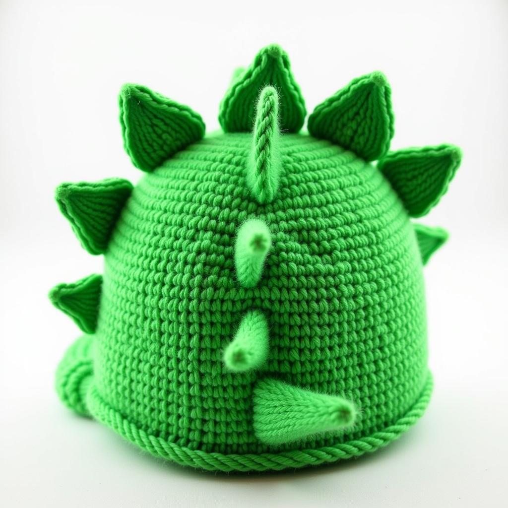 Knitted dinosaur hat with spikes