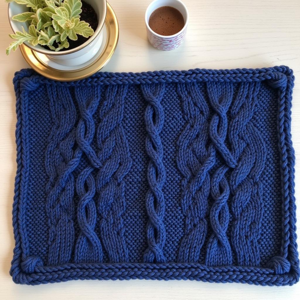 Knitted Placemat Pattern with Cable Design