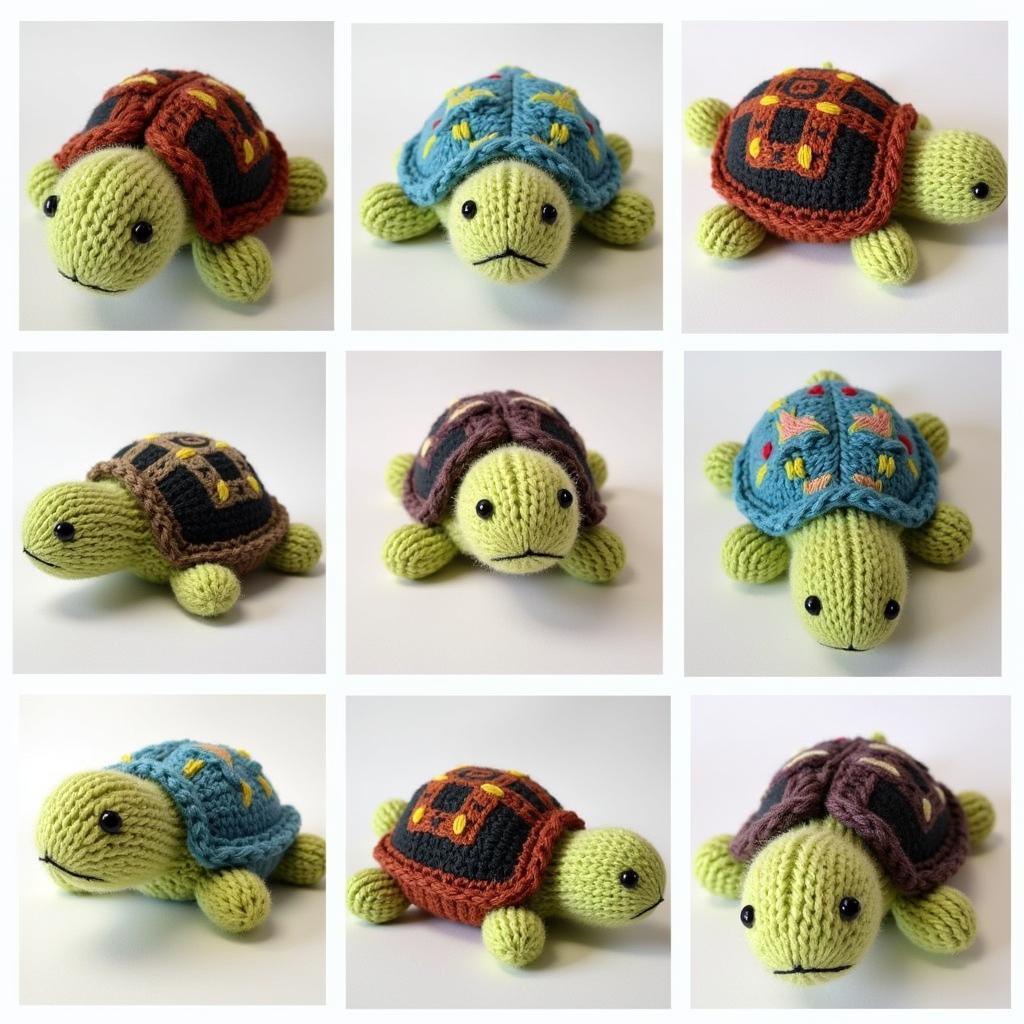 Variety of Knitted Turtles with Unique Designs