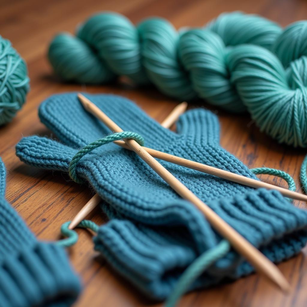 Knitting Needles and Yarn for Mittens