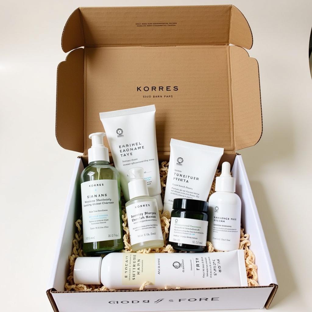 Korres Skincare Products in a Shipping Box