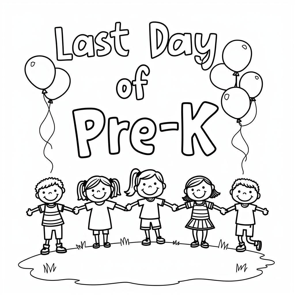 Children Coloring Last Day of Pre-K Printable