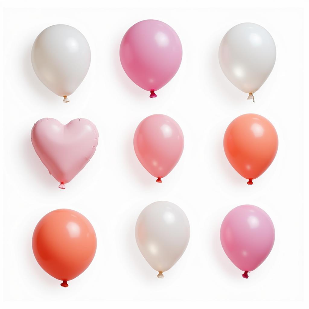 Latex free balloons in various shapes like hearts, stars, and animals.