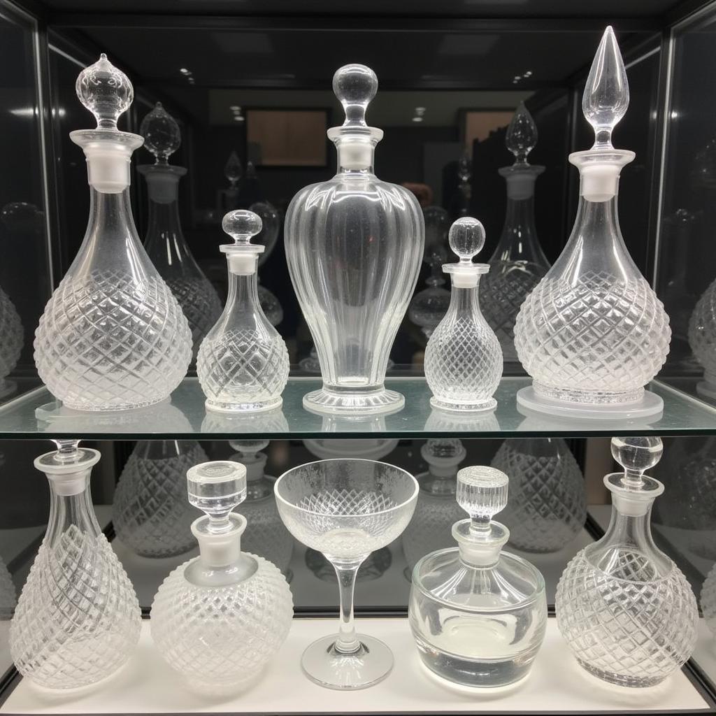 Collection of Different Lead Free Crystal Decanters