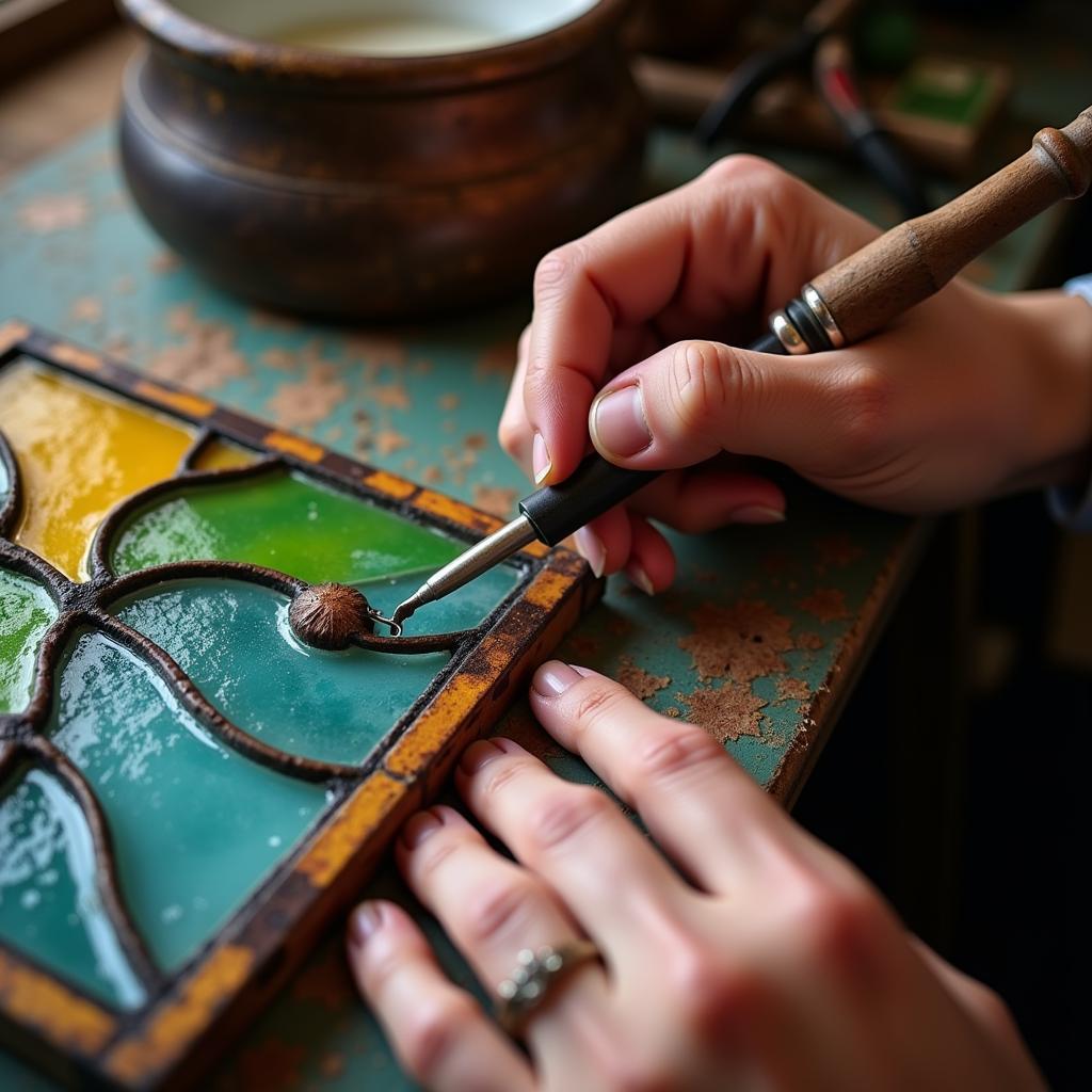 Soldering Lead-Free Stained Glass with Precision