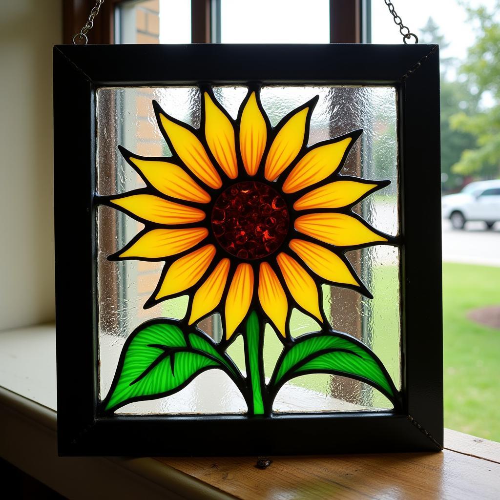 Lead Free Stained Glass Flower Panel