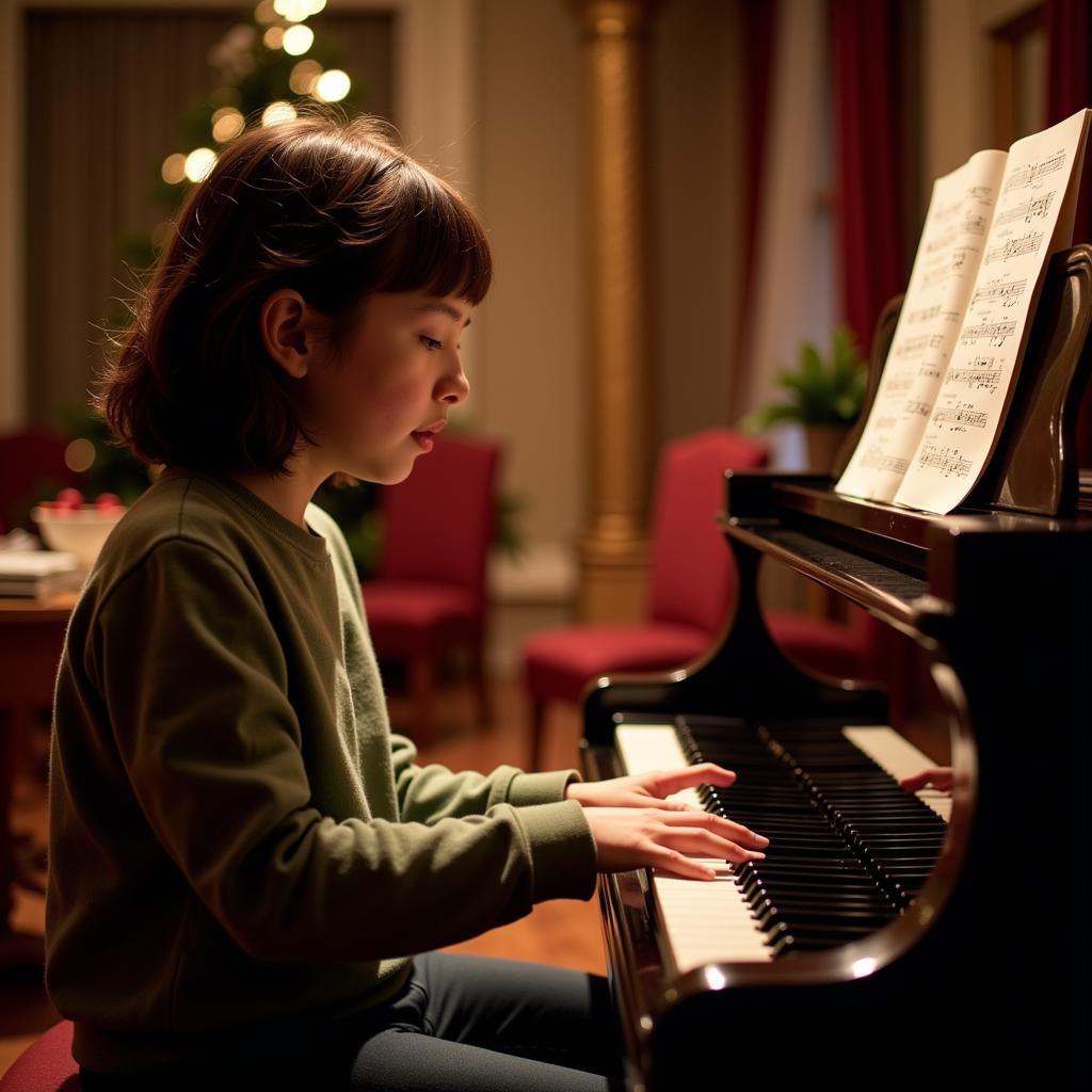 a person playing christmas canon on the piano