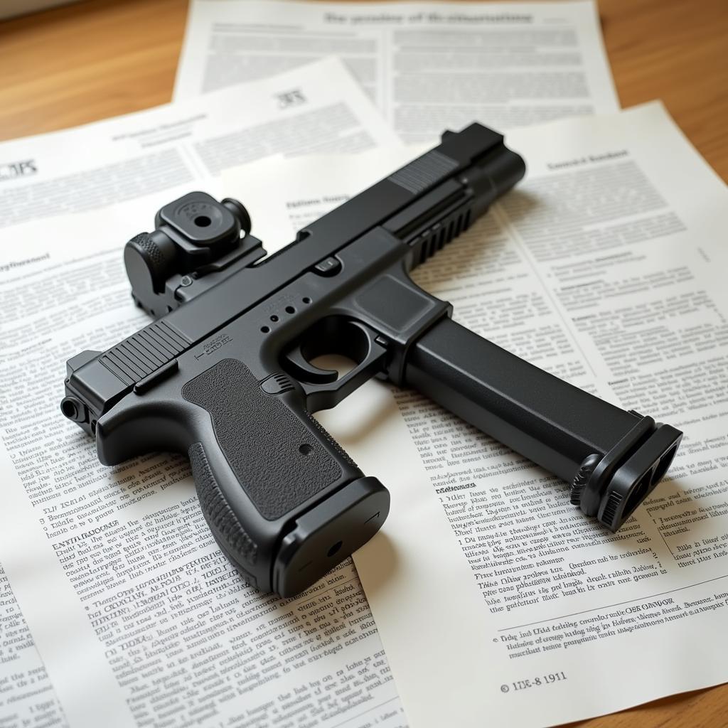 Legal Documents Overlaying a 3D Printed Gun