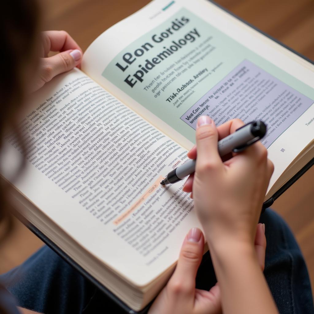 a student studying the leon gordis epidemiology textbook