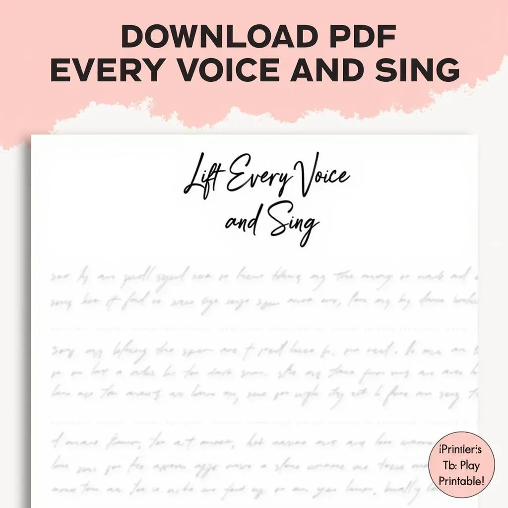 Downloadable PDF of Lift Every Voice and Sing Sheet Music