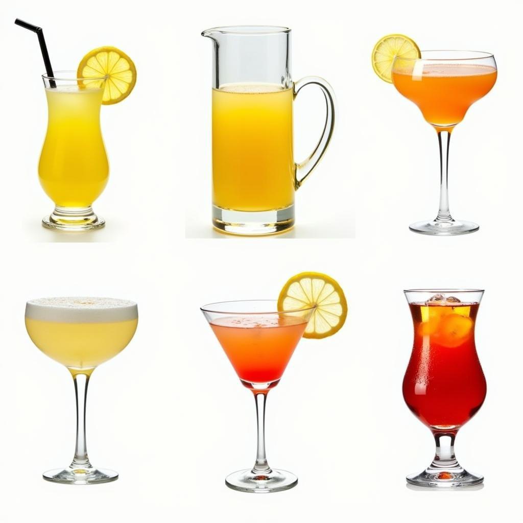 Variety of limoncello cocktails.