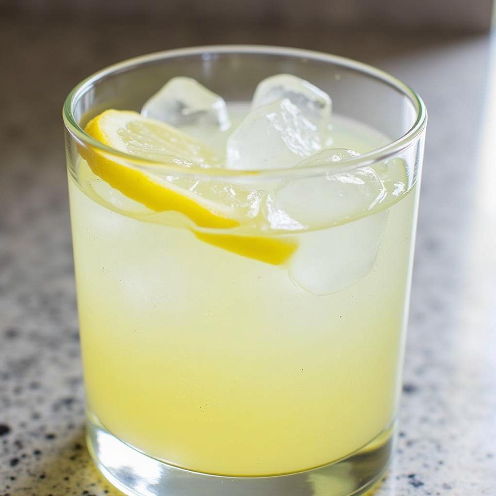 Glass of limoncello on the rocks.