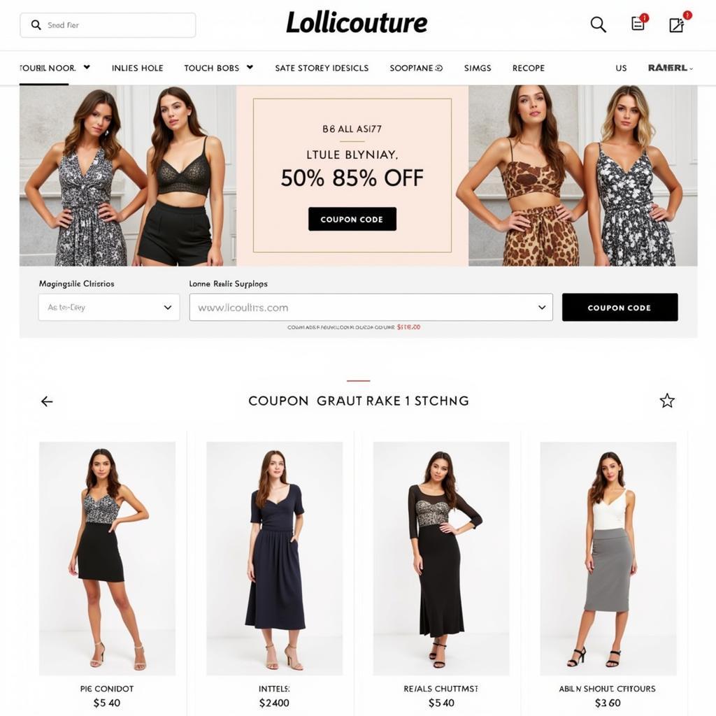 Woman browsing Lollicouture website for coupon codes