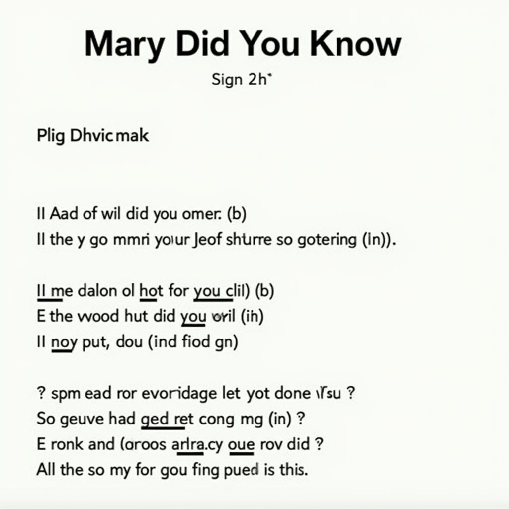 Example of Mary Did You Know Sheet Music