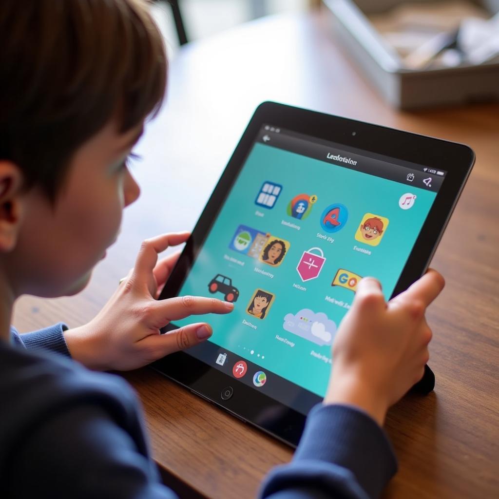 Medicaid recipient using educational apps on a free iPad