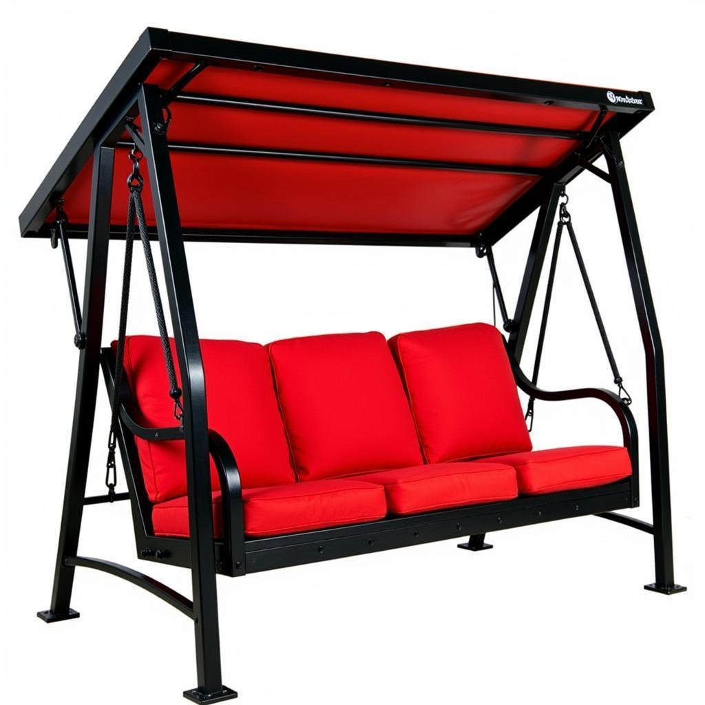 Metal porch swing frame with cushions