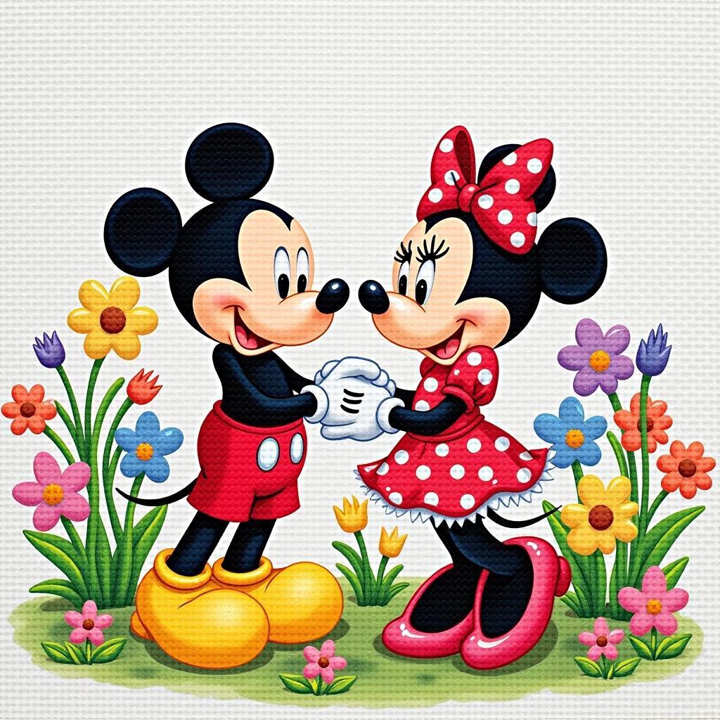 Mickey and Minnie Cross Stitch Pattern