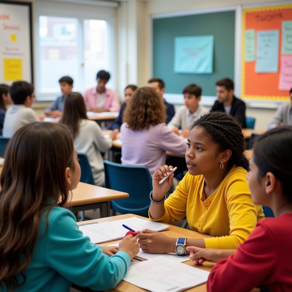 Middle School Students Engaged in Lesson