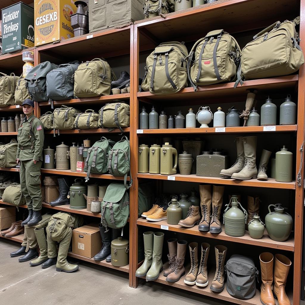 Military surplus gear on display