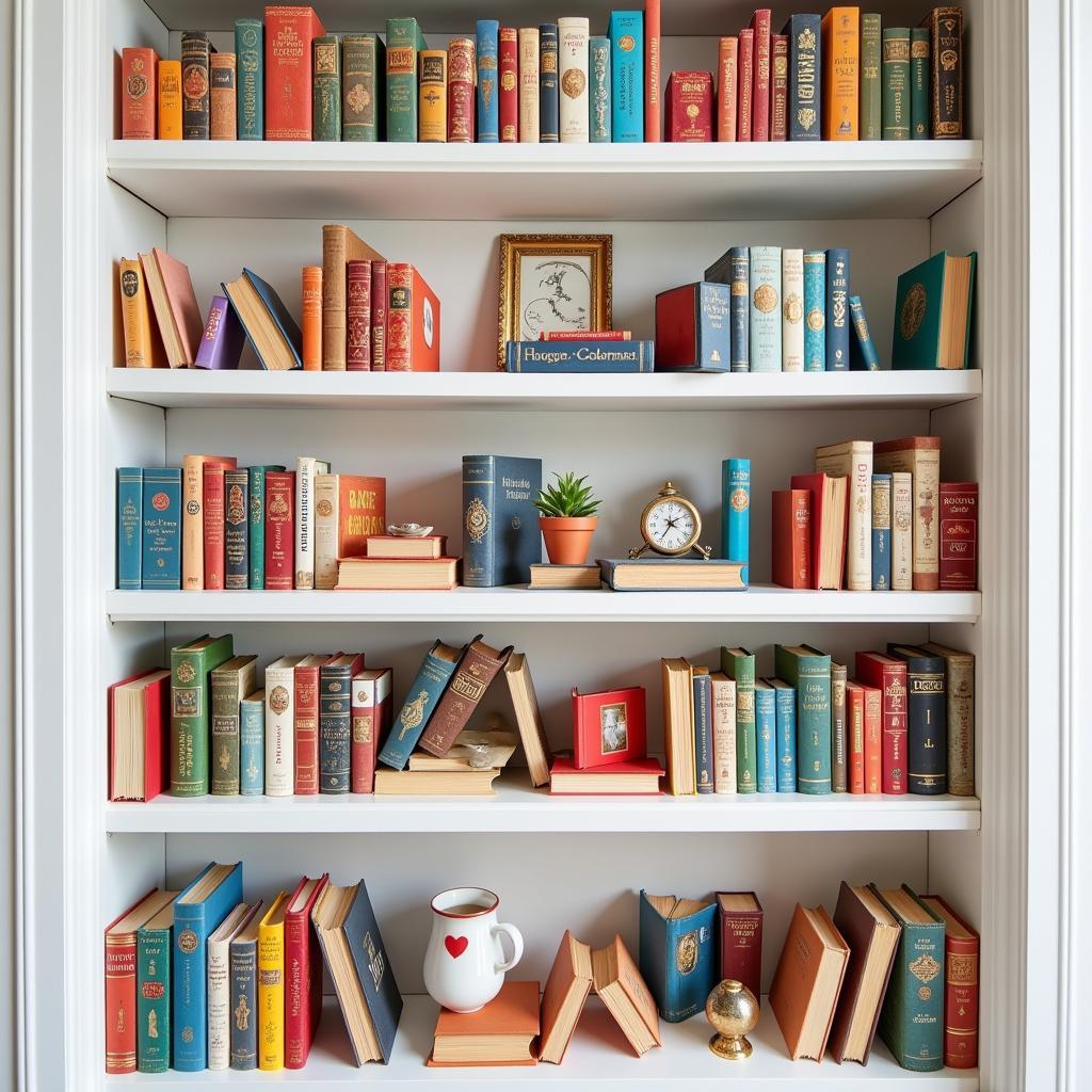 miniature bookshelf overflowing with printable books