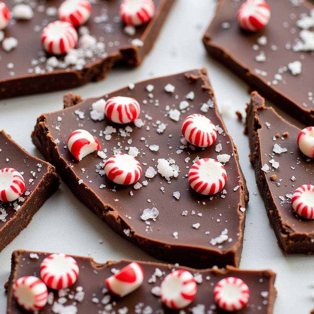 Festive Mint Chocolate Bark with Peppermint Sprinkles