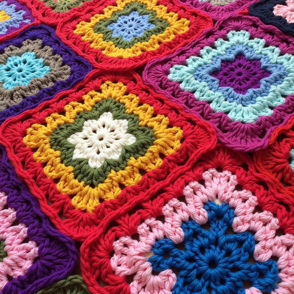 Mitered Square Blanket with Various Colors