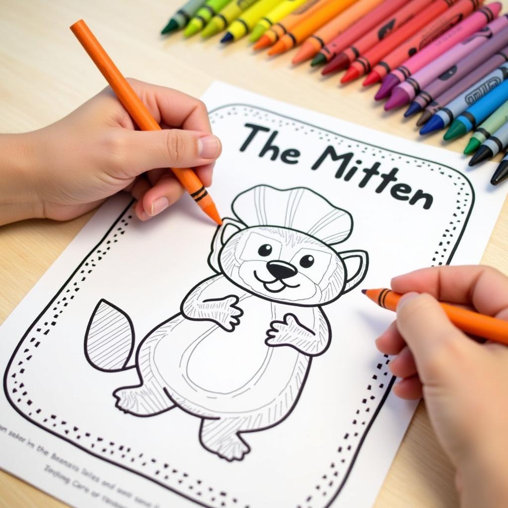 Children coloring The Mitten character pages